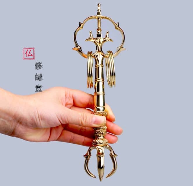 【修縁堂】密教法具 真言宗 法器 錫杖 五鈷杵 密教法具古美術品