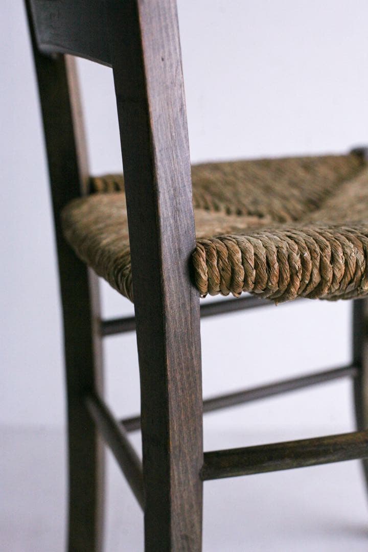 フランス　ラッシュ編みチェア　ダイニングチェア　アンティーク　ブロカント　古家具