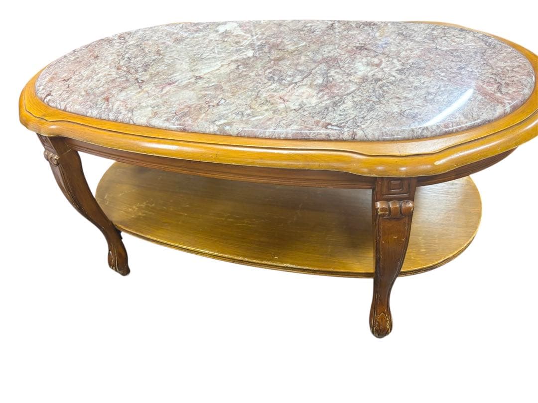 猫脚 天板 大理石 ローテーブル アンティーク