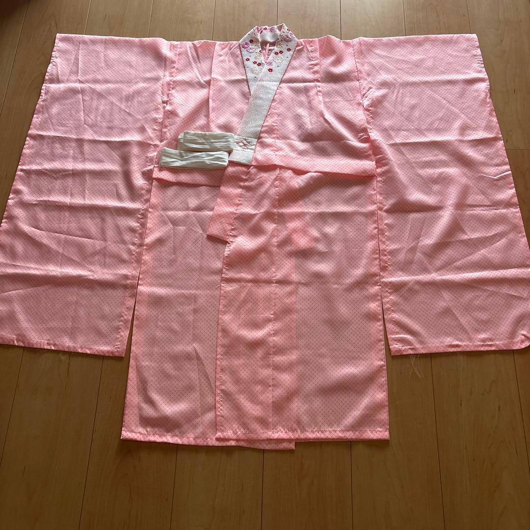 96 ジャパンスタイル 黒ちりめん×牡丹　7歳 七五三着物セット　和装小物　袋帯