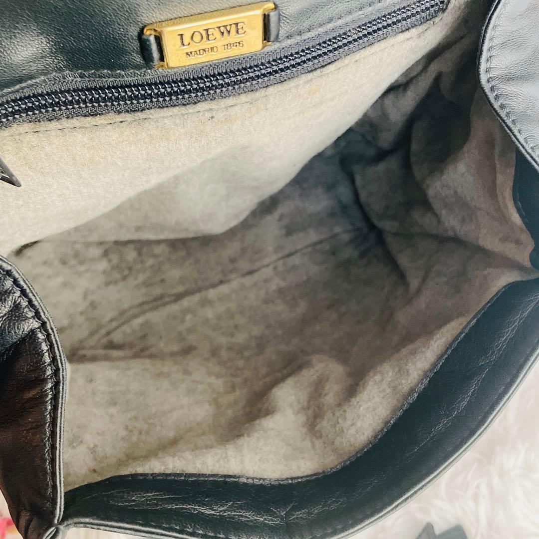 希少⭐︎LOEWE ネイビー アナグラム ナッパレザー 本革 ショルダーバッグ