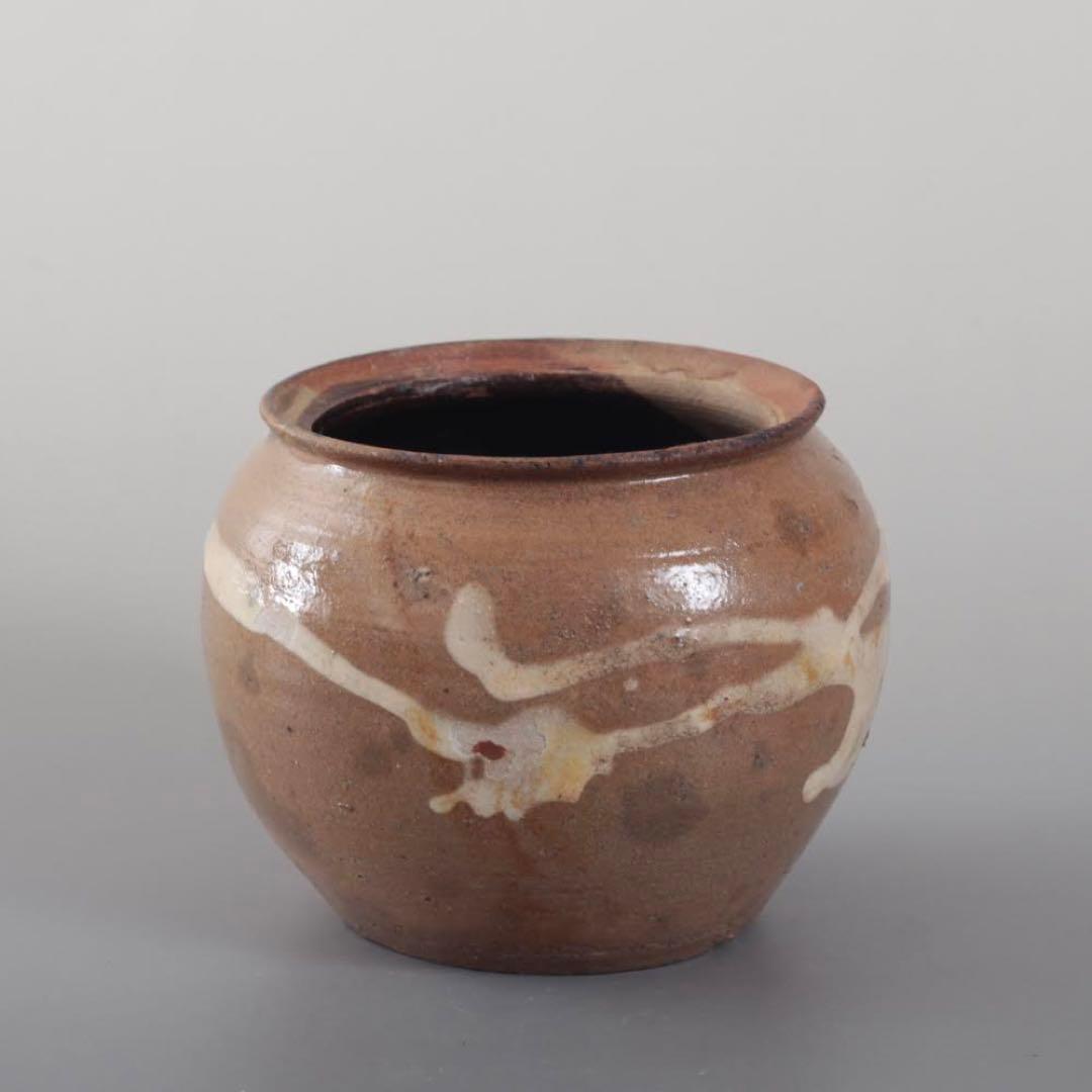 丹波 白化粧土流し 小壺 茶碗 古美術 古道具 アンティーク 古丹波