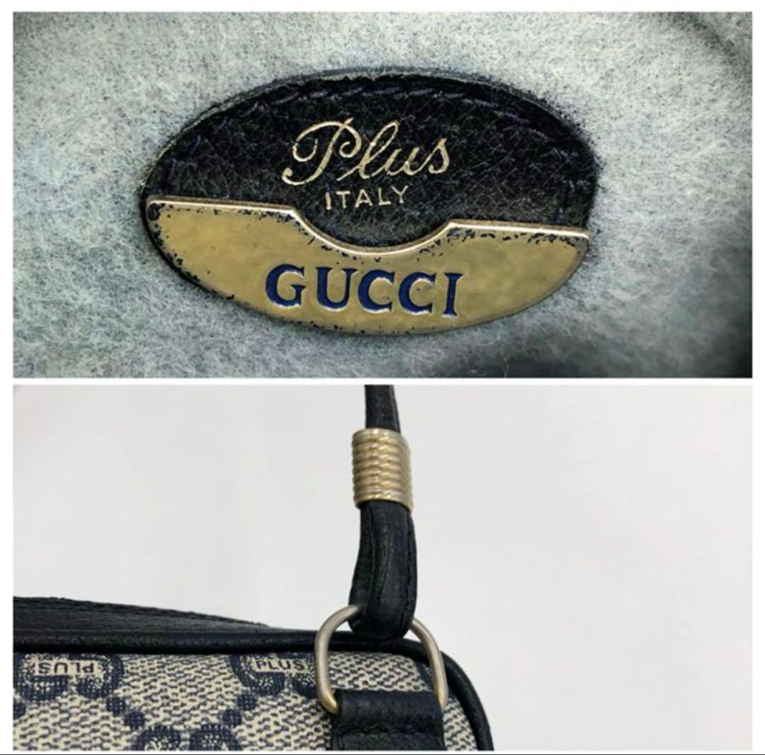 【OLD GUCCI】ミニショルダー 希少ネイビー GG Plus PVC