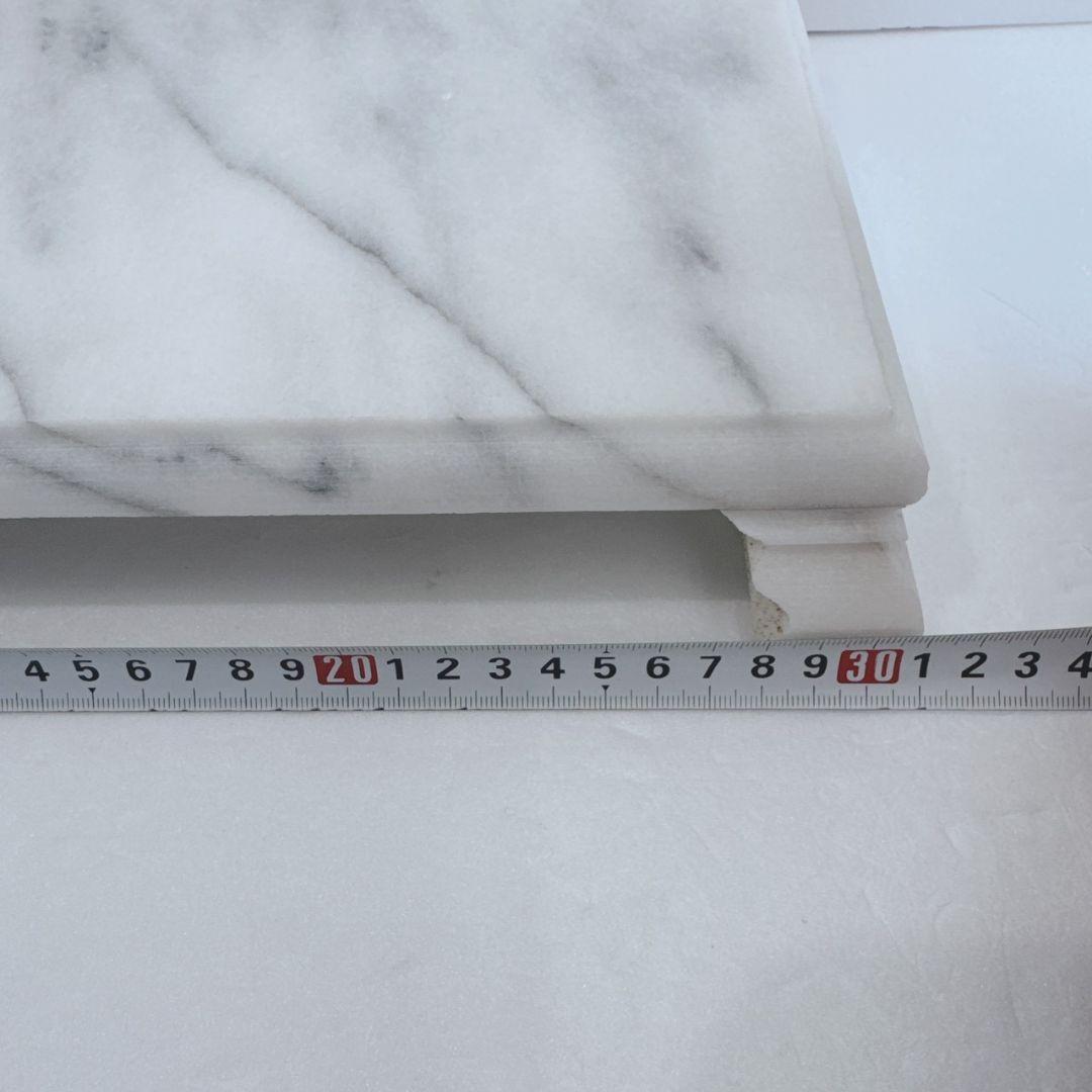 大理石 丸型花瓶 台座付き 白 灰色 マーブル模様 壺 花器 花台