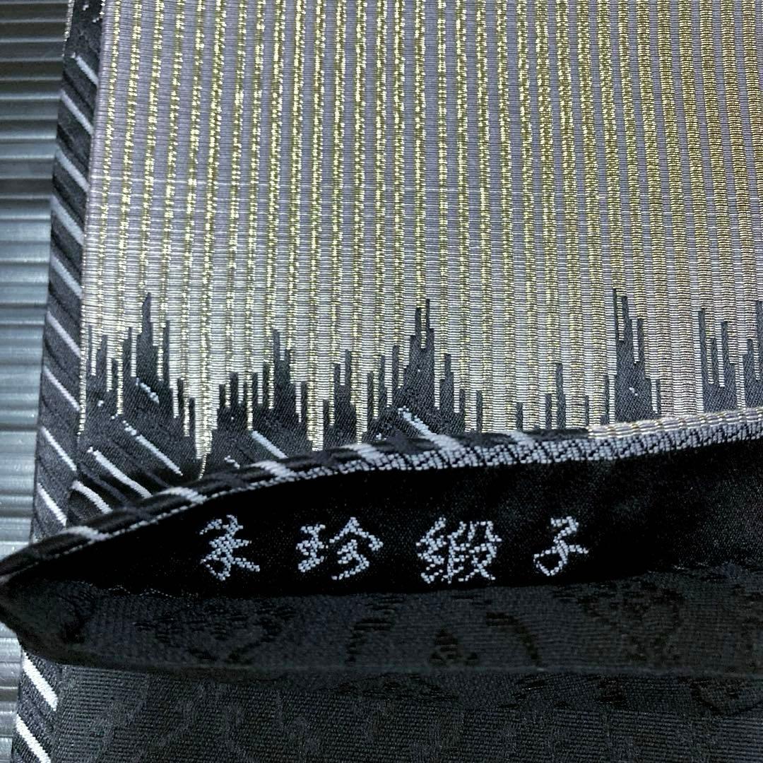 専用ページ　正絹　六通袋帯【抽象模様　斜めライン　黒】