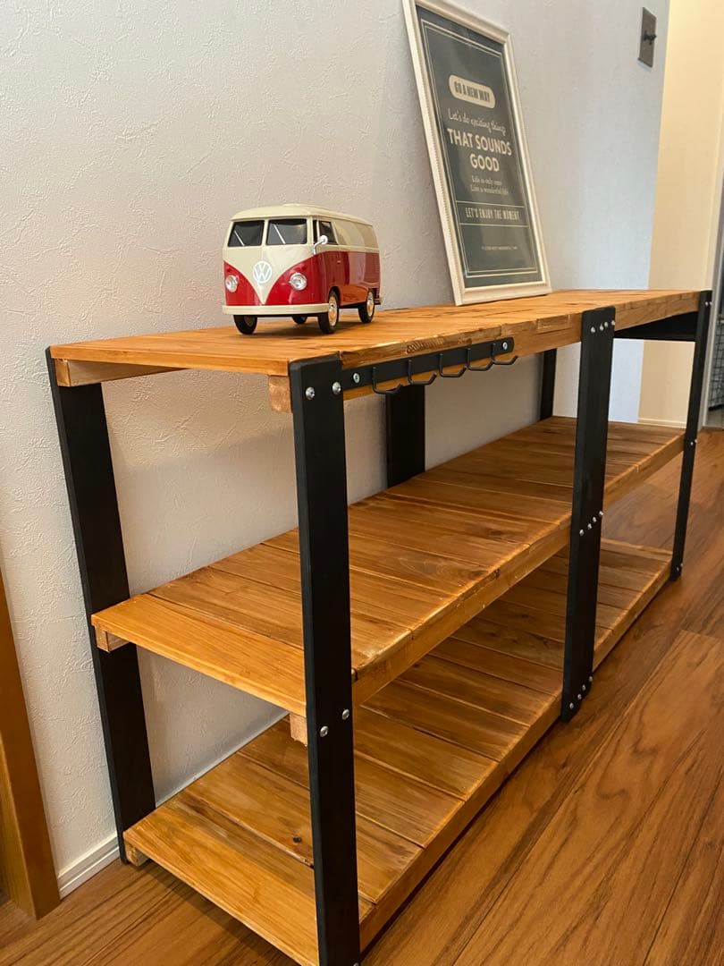 奥行き32cmバージョン アイアン風　3段ラック　飾り棚　アメリカン