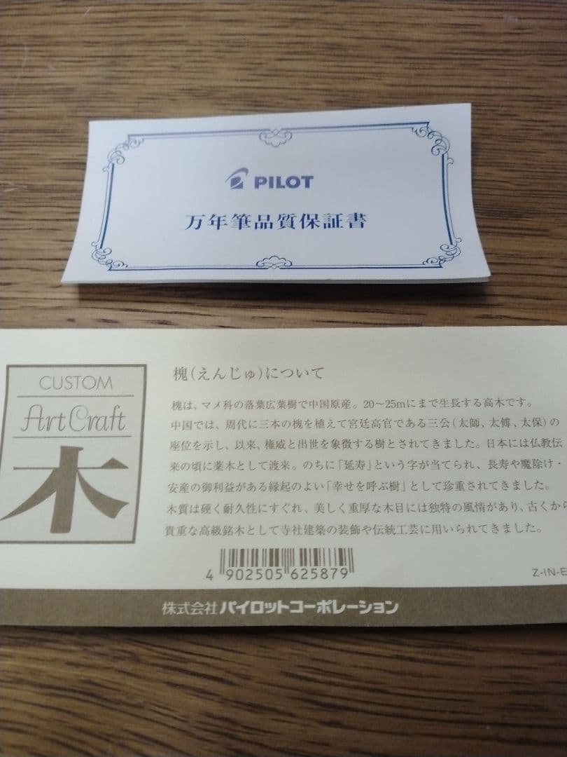 パイロット万年筆カスタム 槐 エンジュ モクメ　18K-750 15 F