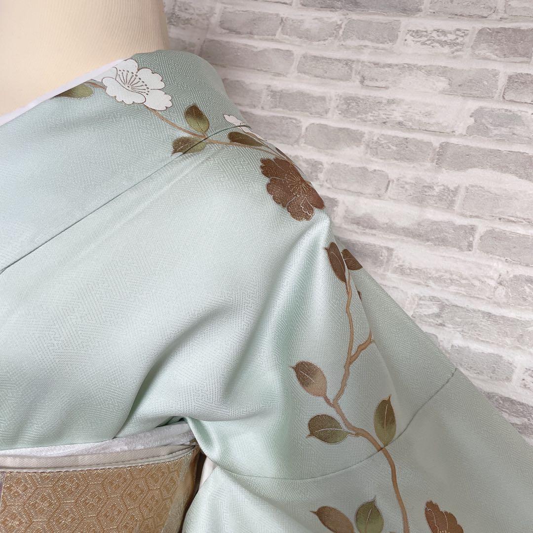 訪問着　フルセット　桜の木　花筏　綸子　入学式　卒業式　春めく　着物　Q5