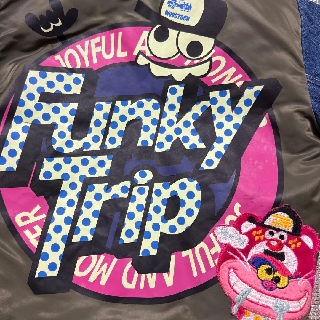 超希少 JAM ジョイフルモンスター 刺繍 デニム×MA1 中綿ジャケット150