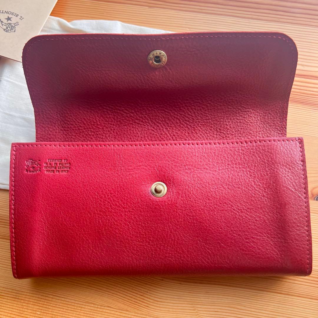 未使用級 イルビゾンテ 大容量 長財布 スナップボタンロングウォレット レッド
