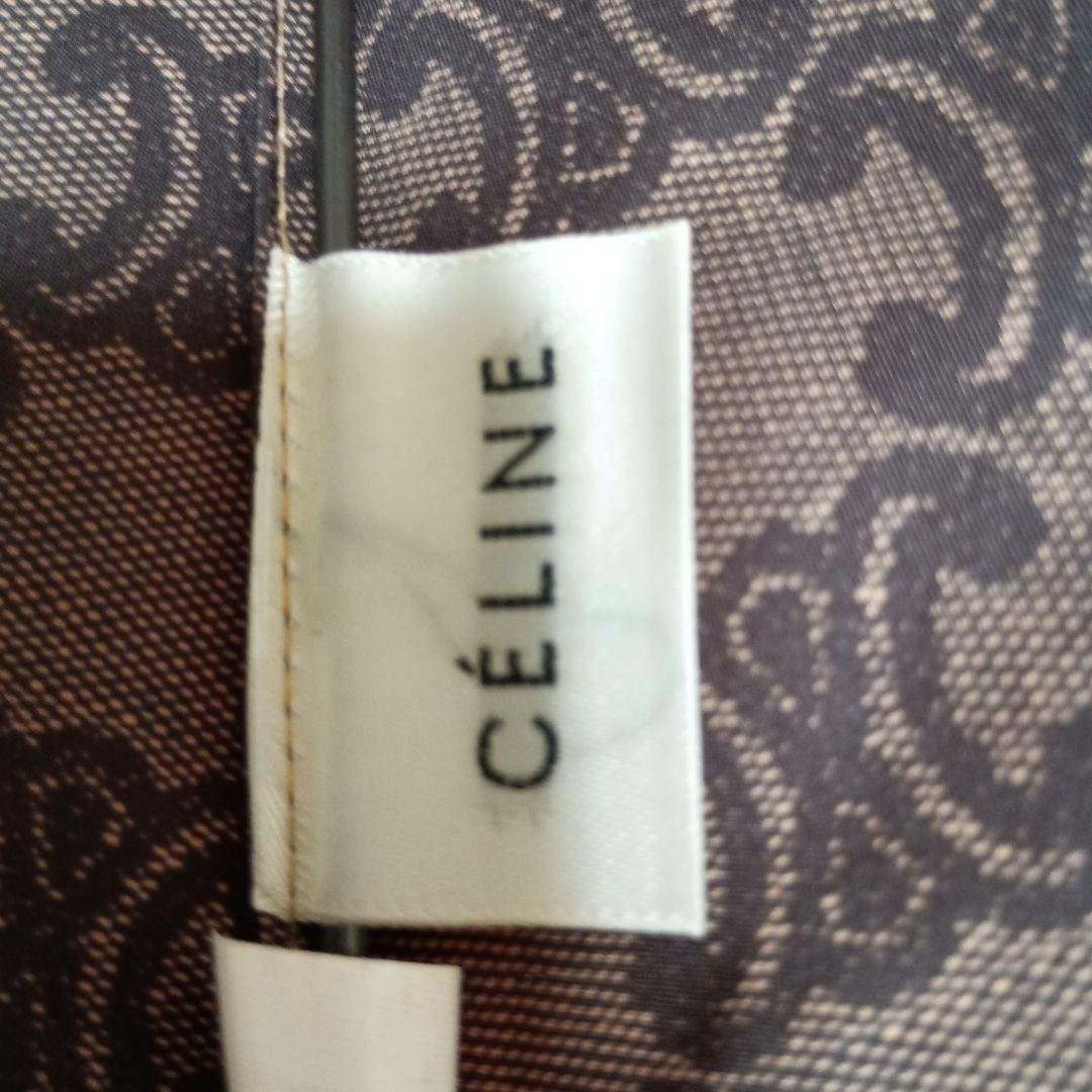 【美品希少】セリーヌ　CELINE　長傘　雨傘　オレンジ　ブラウン　ロゴ