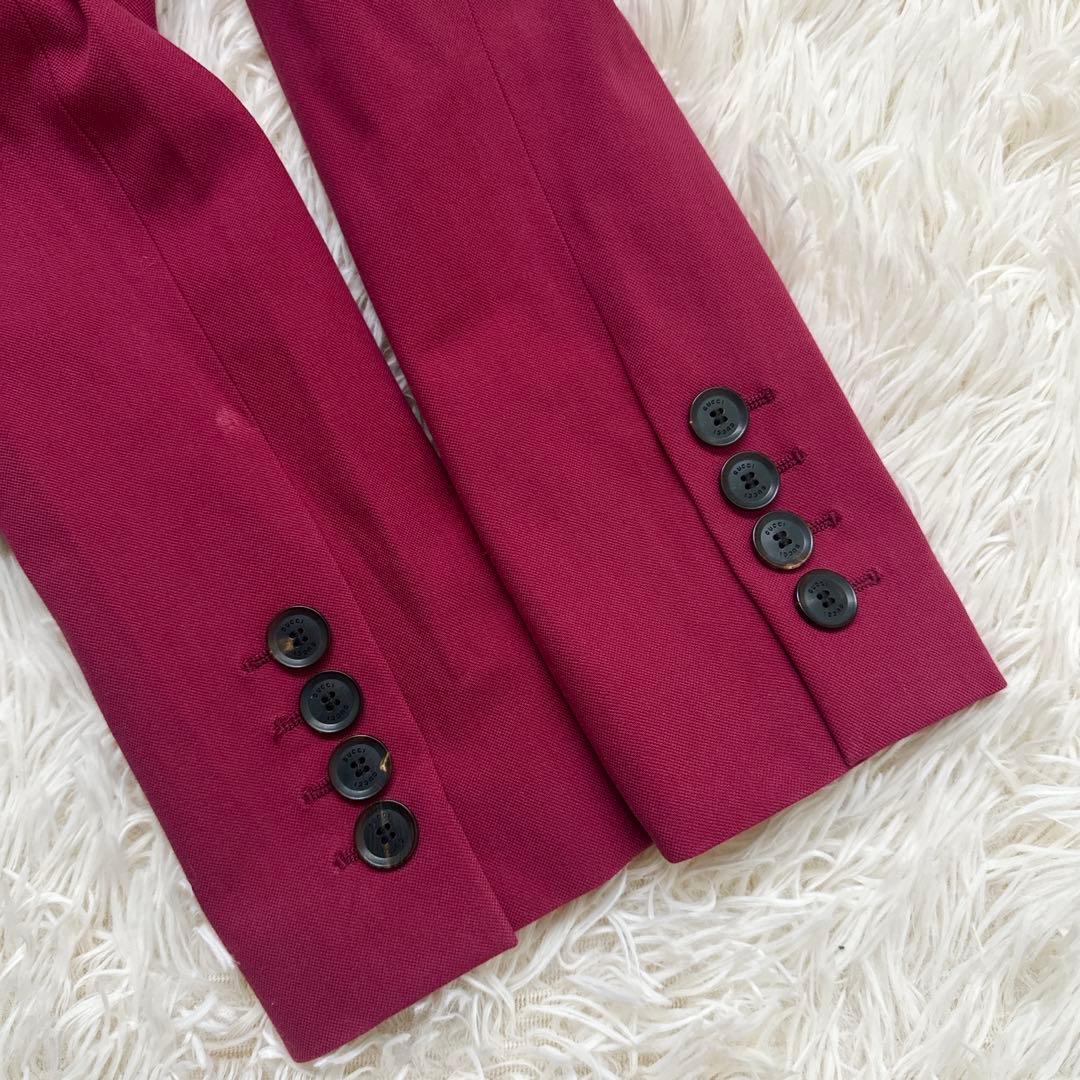 グッチ ハート柄 ダブルテーラードジャケット ホースビット ピンク系 S