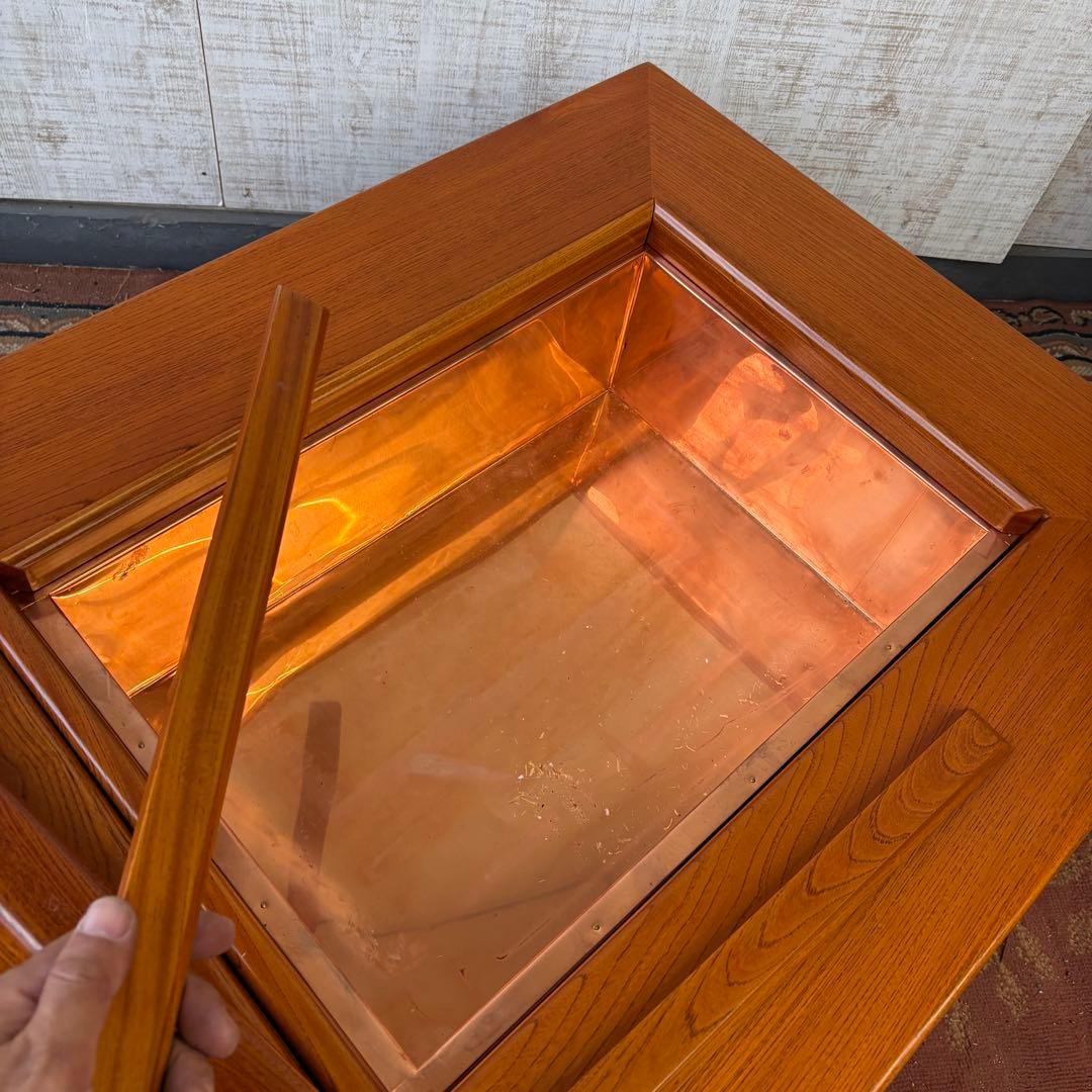 昭和レトロ 欅 木製長火鉢 4杯 引き出し収納付き 火鉢 囲炉裏 古家具 古道具