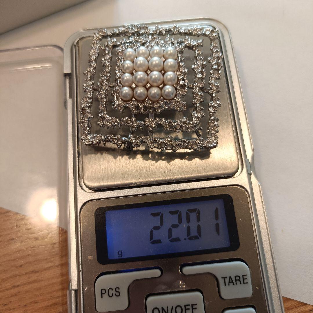 田崎真珠　TASAKI タサキ パール　ブローチ　コサージュ　スクエア