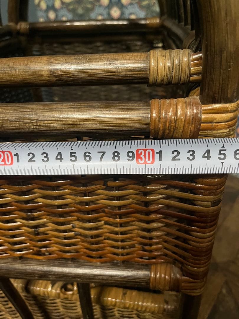 ラタン ドーム型 蓋付き2段かご ランドリーバスケット 籐インテリア 昭和レトロ