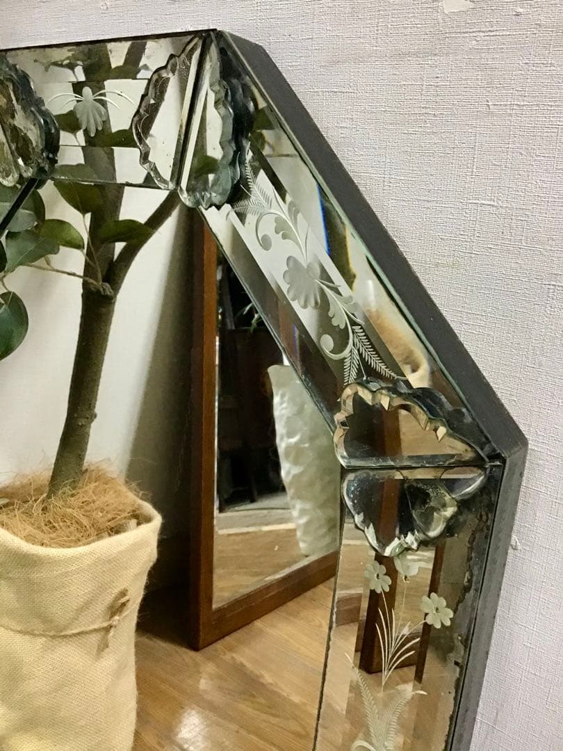 管344☆イタリア製☆アンティーク☆ベネチアンミラー