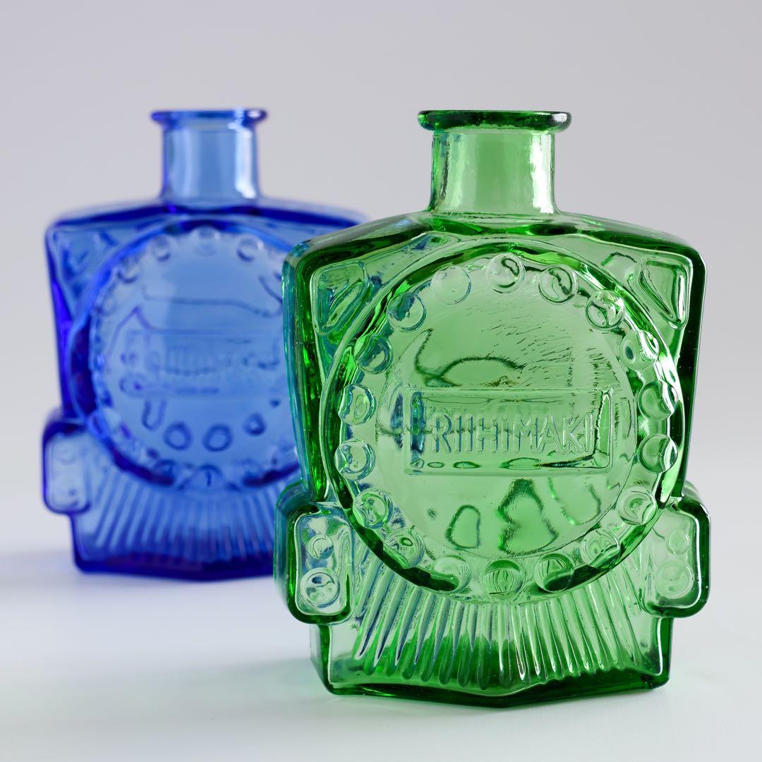 riihimaen lasi veturipullo ＊ フラワーベース 緑