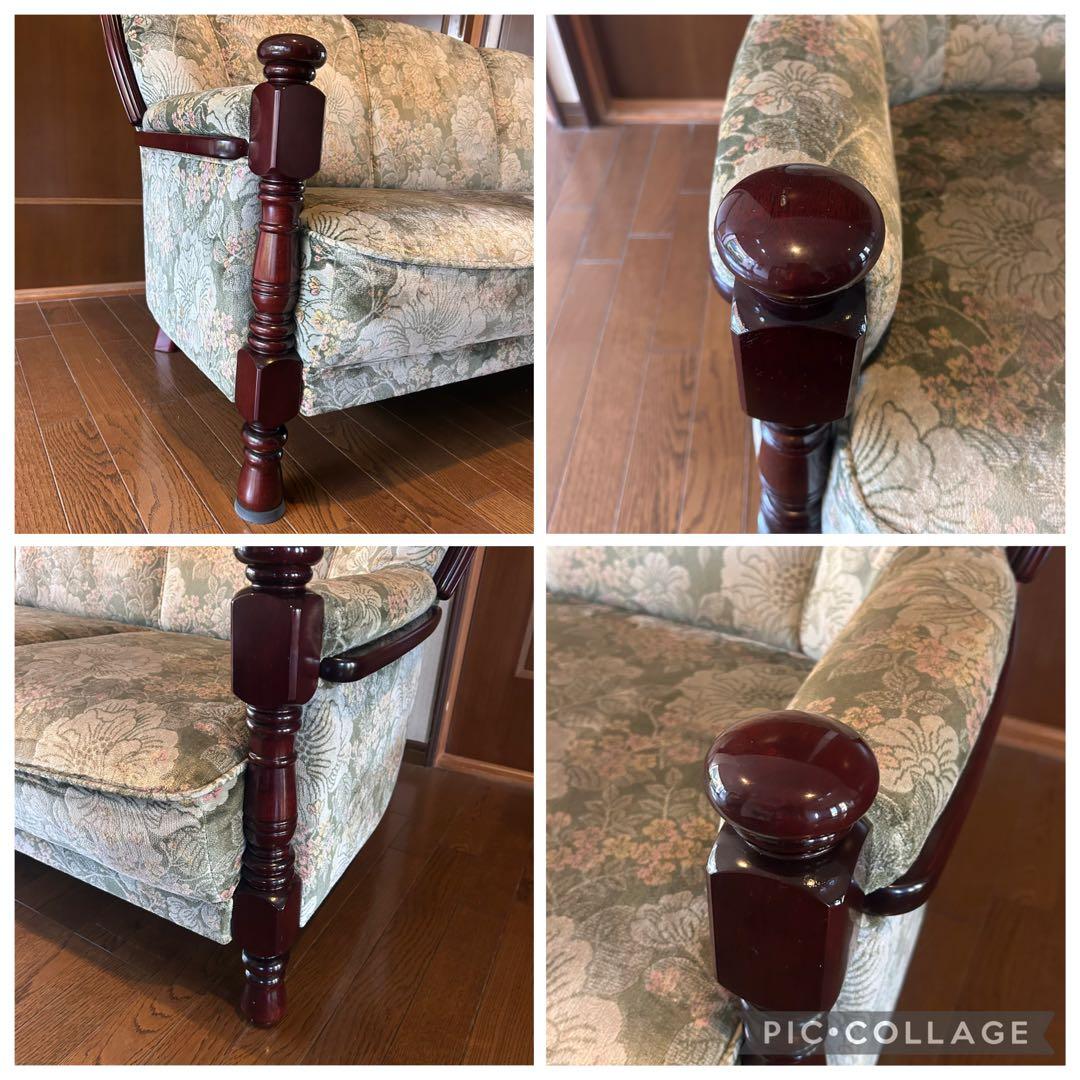 【送料無料】カリモク karimoku 3人掛 ソファ 花柄 金華山 コロニアル