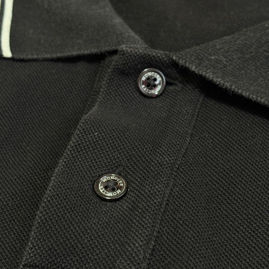モンクレール　ポロシャツ　トリコロール　ワッペン　黒　Lサイズ