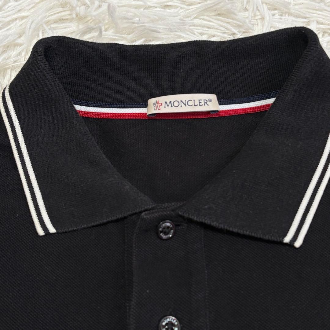 モンクレール　ポロシャツ　トリコロール　ワッペン　黒　Lサイズ