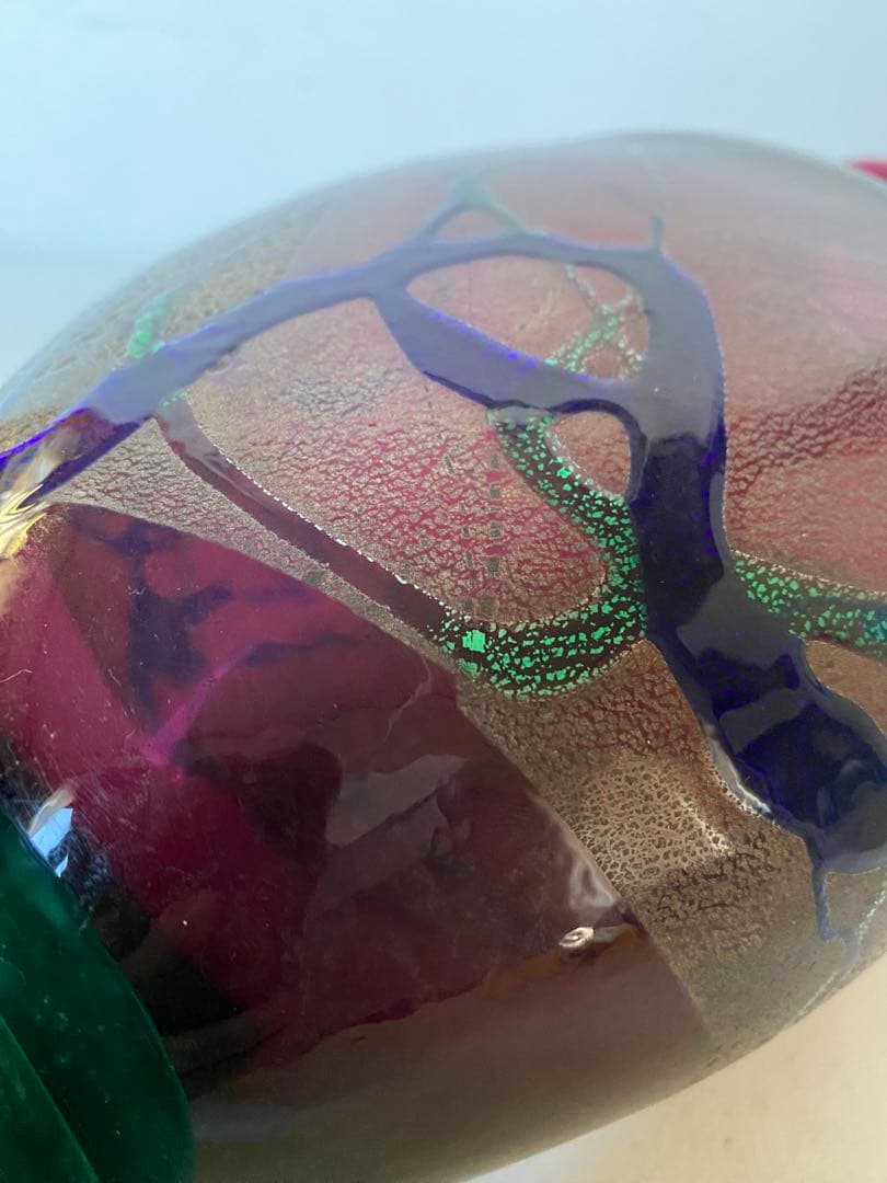 津軽びいどろ　花瓶　ガラス工芸　ハンドメイド　未使用　置物