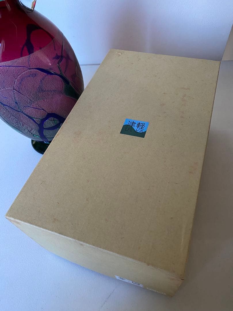 津軽びいどろ　花瓶　ガラス工芸　ハンドメイド　未使用　置物