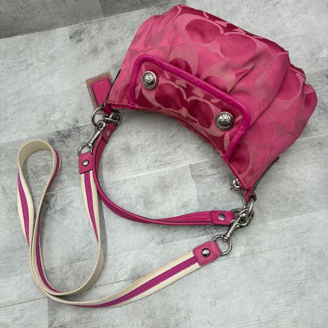 ✨稀少✨美品✨コーチ　ポピー　ショルダーバッグ　2way シグネチャー　ピンク