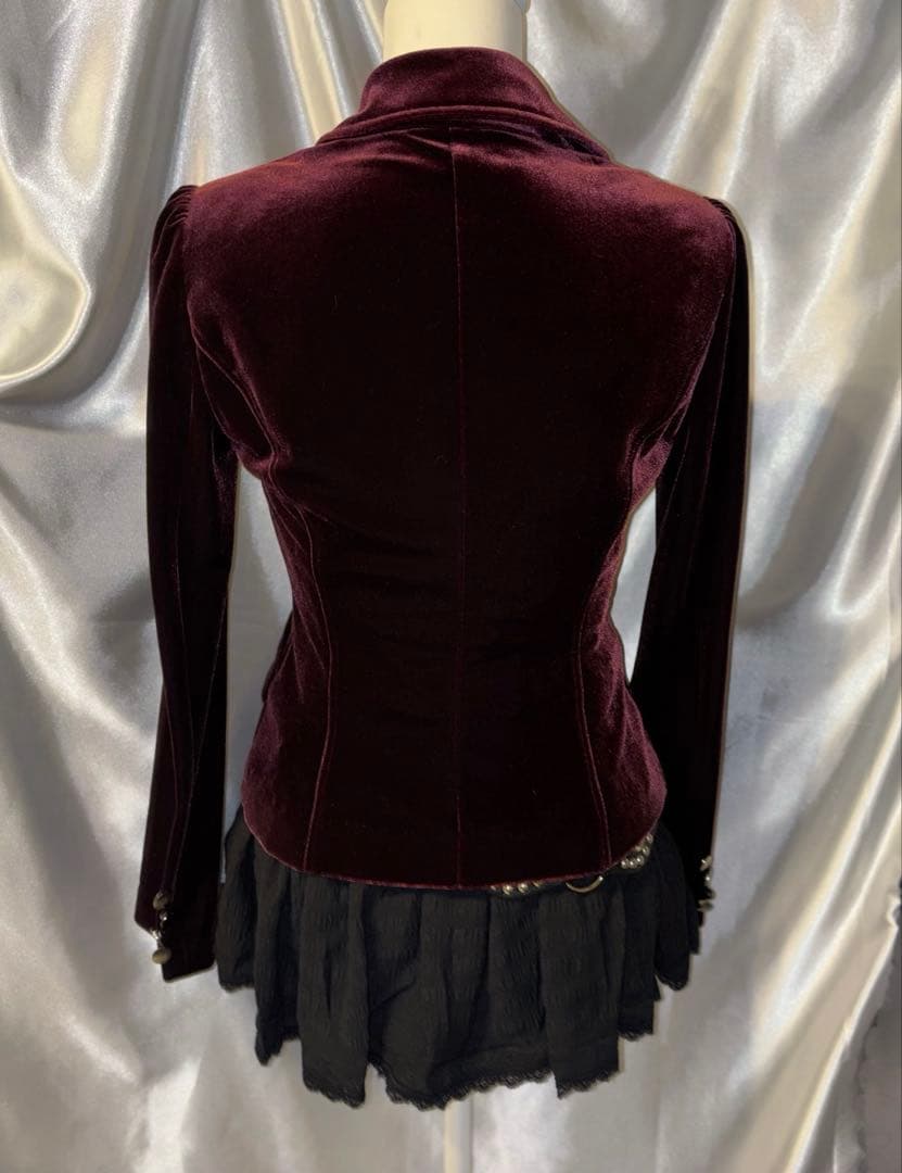 ダークコア gothic y2k ゴスロリ ベロアジャケット ワイン グランジ