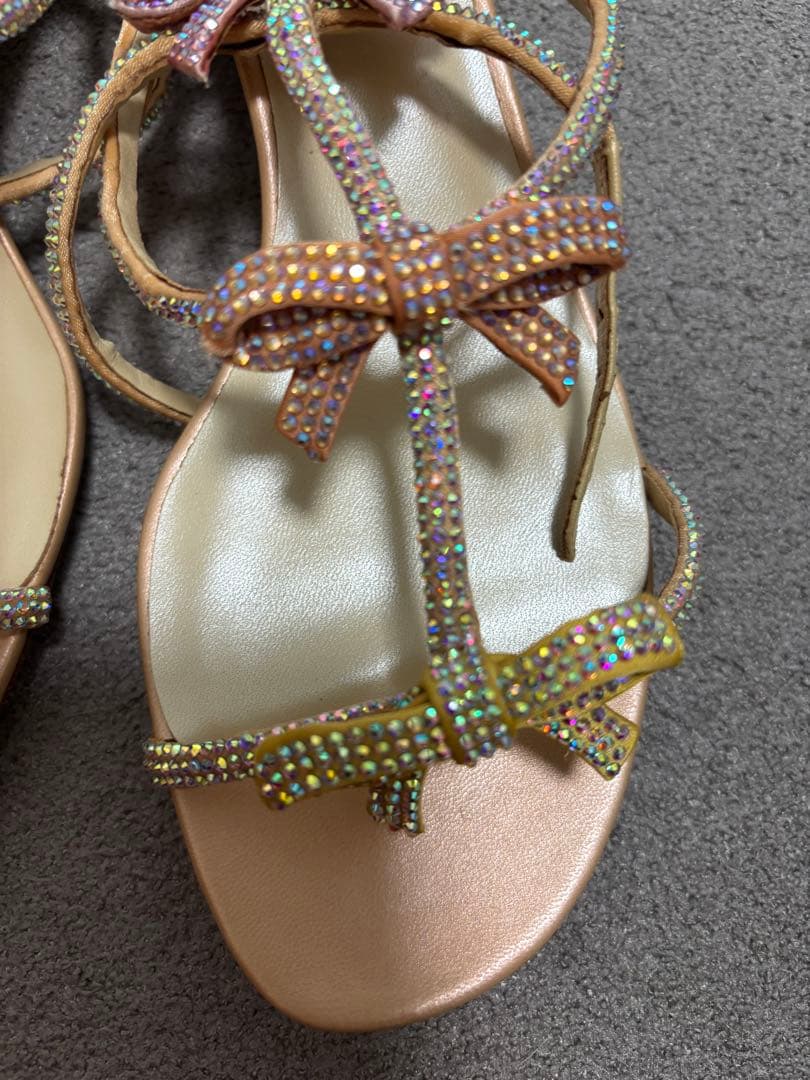 レネカオヴィラ renecaovilla ビジューリボンサンダル