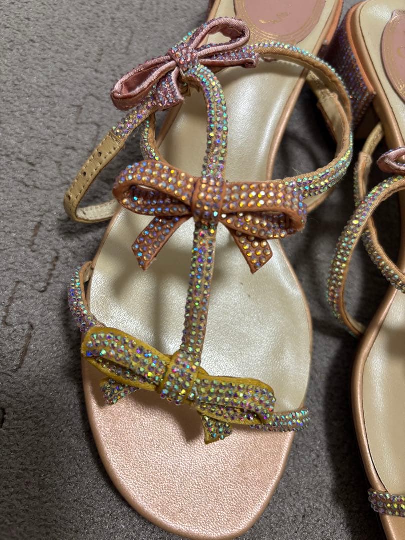 レネカオヴィラ renecaovilla ビジューリボンサンダル