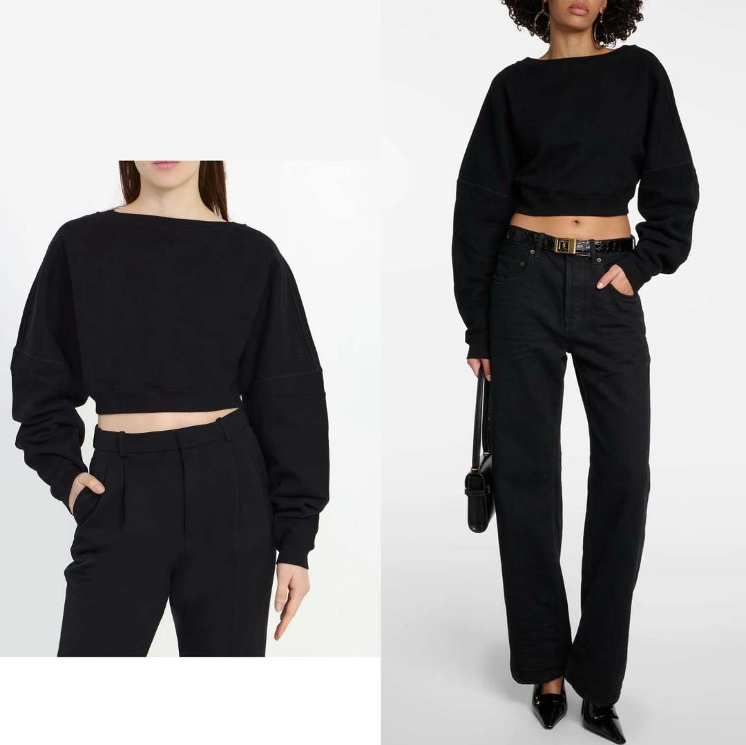 【2023AW】サンローラン クルーネック クロップド スウェットシャツ S