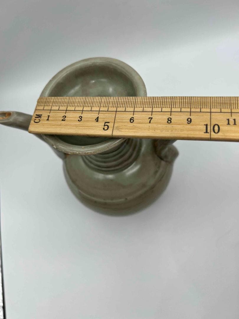 北宋時代　青磁弦紋水注　越州窯　水滴　水指　水差し　茶道具(C-68)