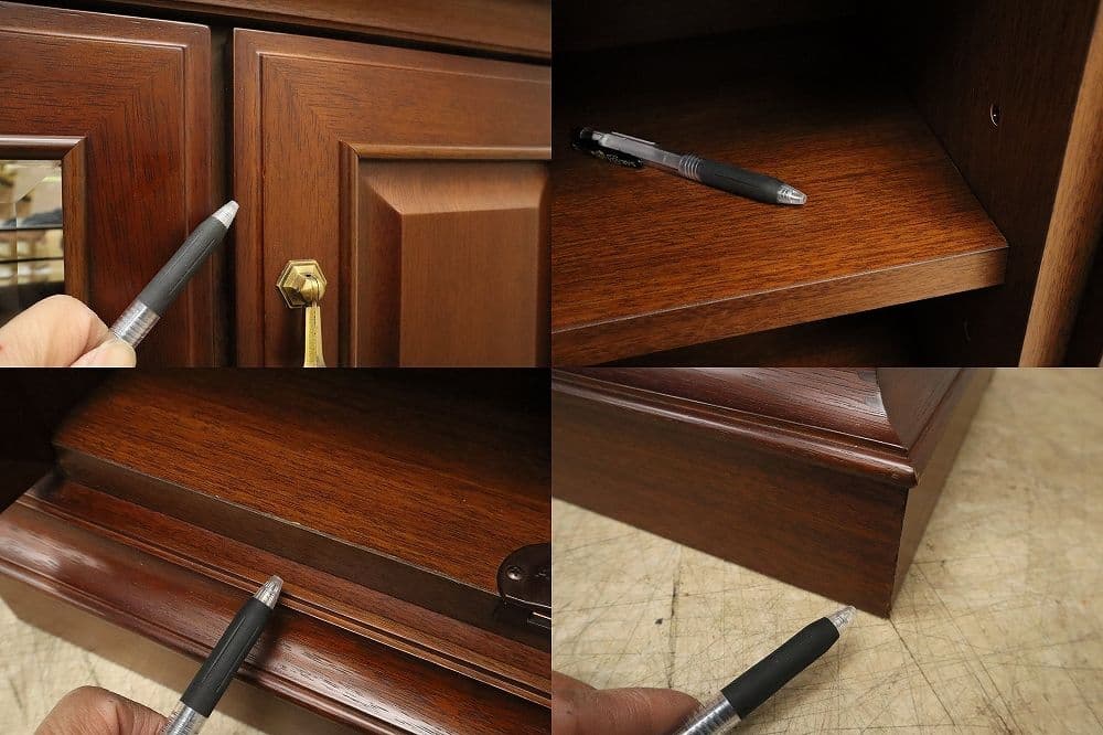 展示品！マルニ【地中海シリーズ】高級サイドボード118・照明付・飾り棚AVボード