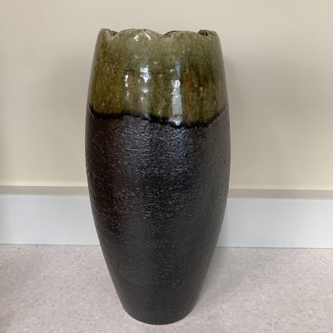 【花瓶/三彩作】信楽焼　白梅　10号　長花瓶　百選　陶芸品　陶器