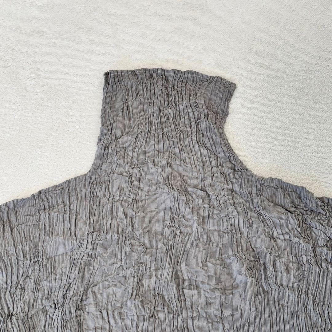 極美品✨ISSEY MIYAKE プリーツ　シルク　グレー　長袖　大きめサイズ