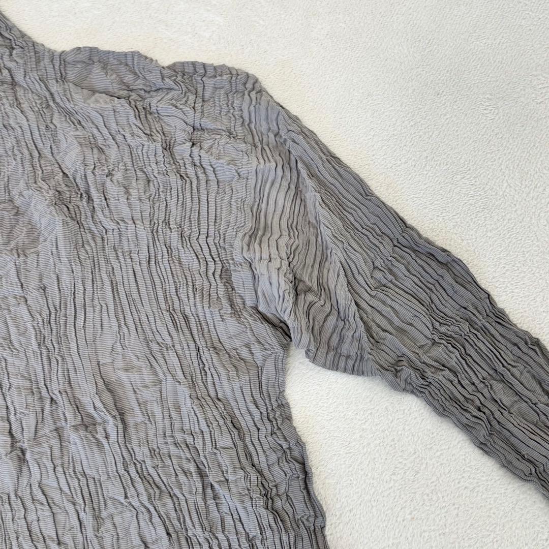 極美品✨ISSEY MIYAKE プリーツ　シルク　グレー　長袖　大きめサイズ
