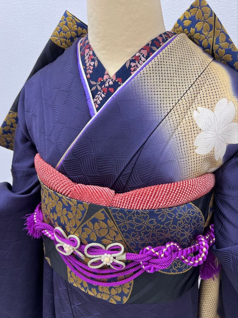 振り袖　フルセット　別誂長襦袢　結婚式　金彩加工　刺繍入り　桜　坂東八十助726