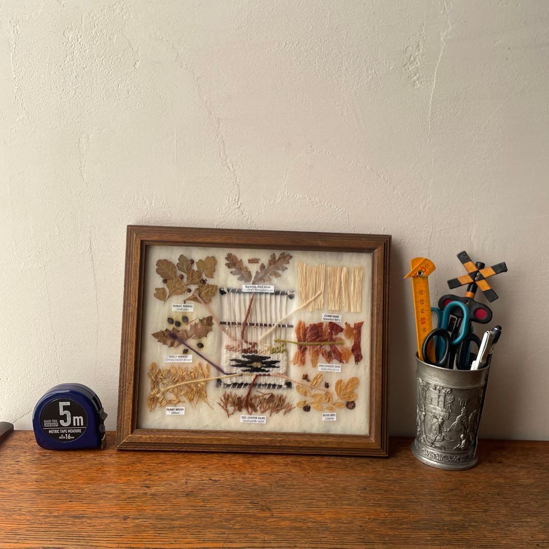 ネイティブアメリカン ナバホ族 草木染め 色見本 オルテガ 毛織物 額装 木製