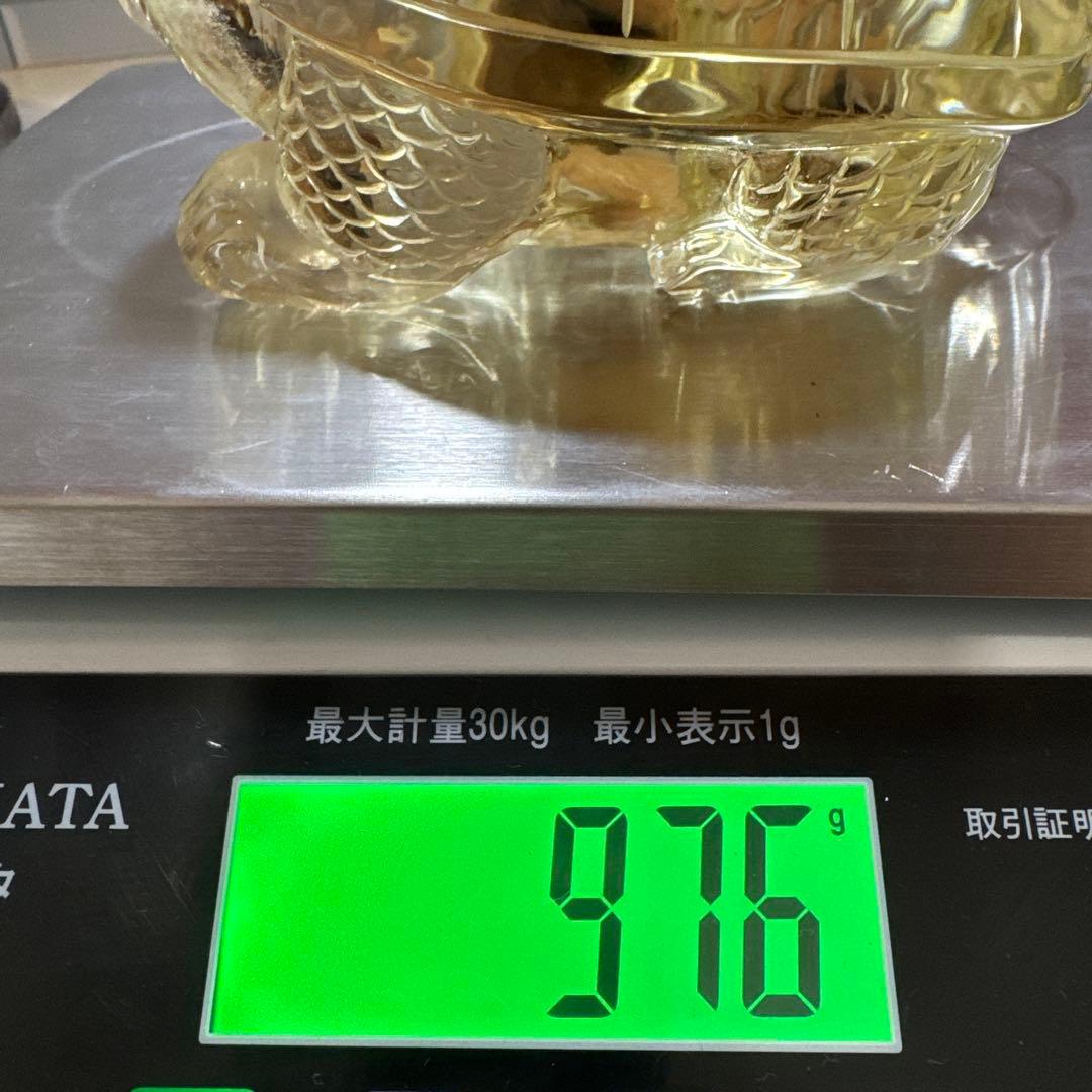 【極上品】超絶クリア　シトリン　ロングイ　龍亀　置物