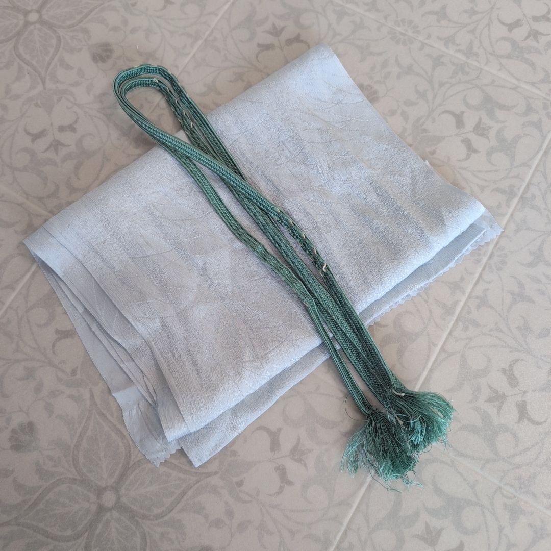 小紋　フルセット　着物　正絹　青紺地　帯ユニーク　色彩　F7