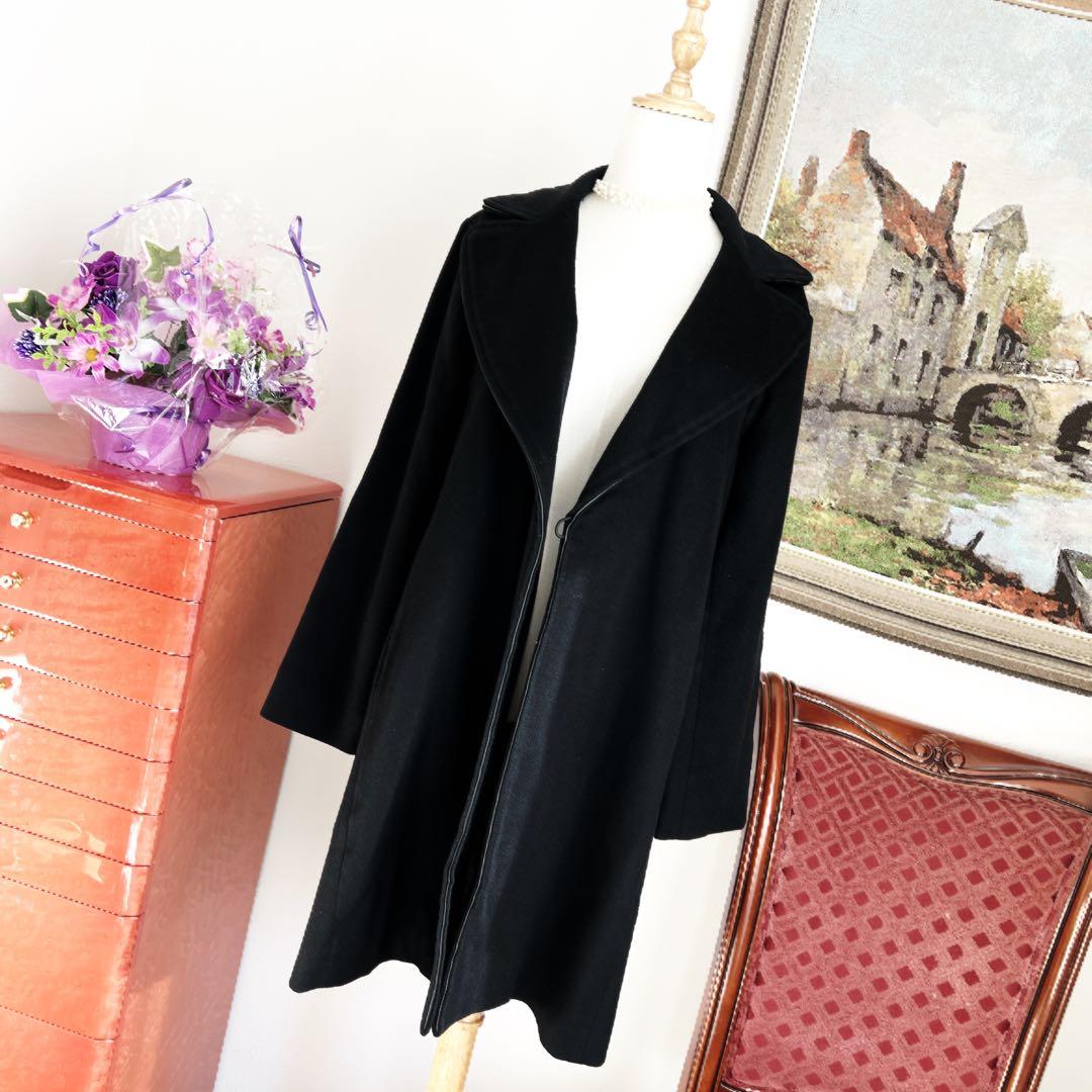 良品　GUCCI グッチ　女優襟　ラップ　コート レザートリミング ベルト付