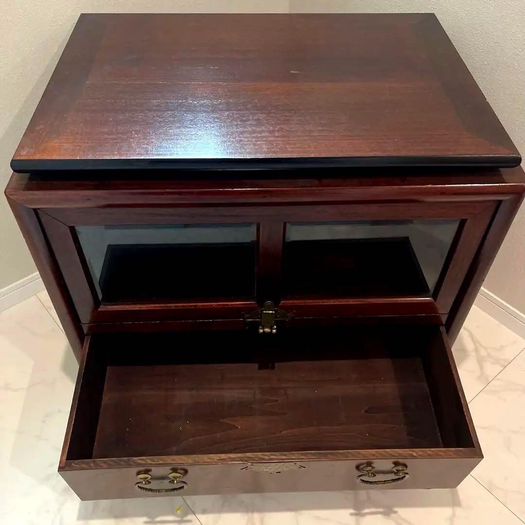 中国家具　木製テレビ台 扉付き　テレビボード　回転式　アンティーク　昭和レトロ