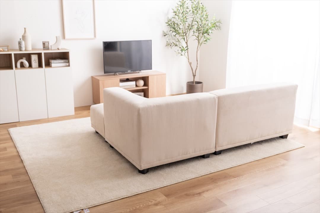 【送料無料】Sucre コーナーソファ 天然木フレーム Sバネ