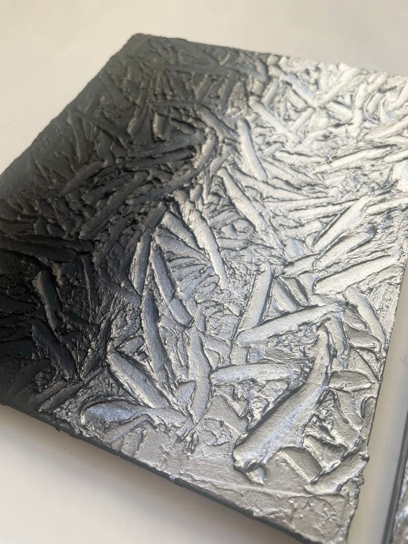 黒と銀の抽象画 二枚組｜F3サイズ｜ストリートアート　テクスチャーアート　絵画