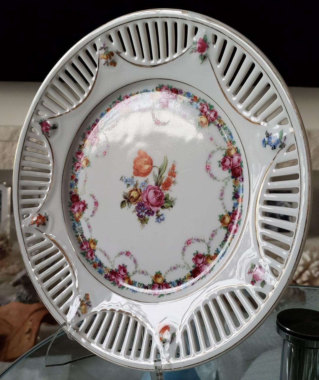 シューマン 希少 ババリア ドレスデン フラワー ピアス プレート