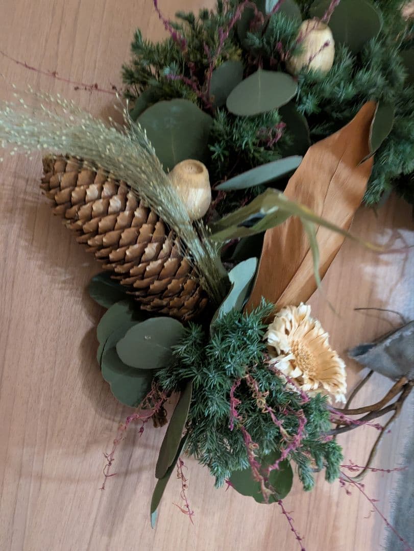 ドライフラワー★ボリュームグリーンリース★セルリア　クリスマスにも♪