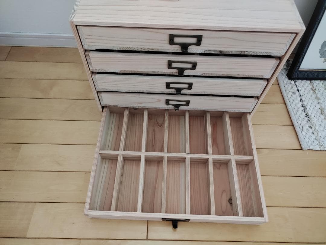 ★送料無料★サイズ変更可能★木製ネームプレート5段70本メガネ収納引き出し無垢材