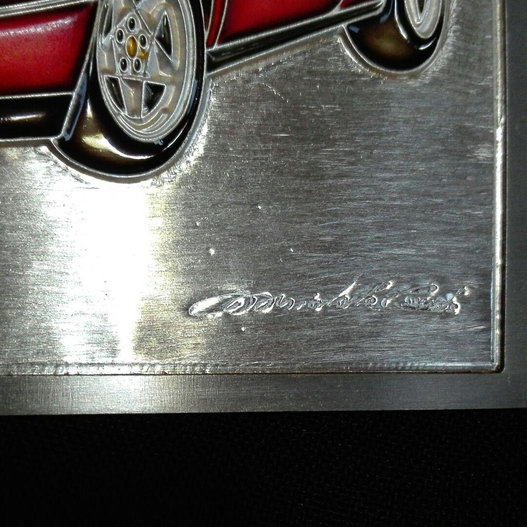 イタリア製。シルバー製。銀製。車のデザインの飾り板。銀のプレート。昔のお品です。