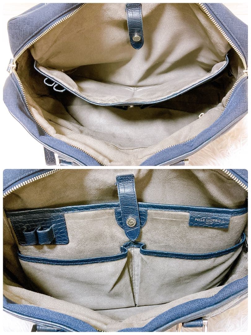 7ペッレモルビダ　キャピターノ　ビジネスバッグ　クロコ型押し　レザー　2way