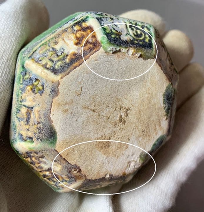 中国 三彩八角香合（印合　合子）　f2220730